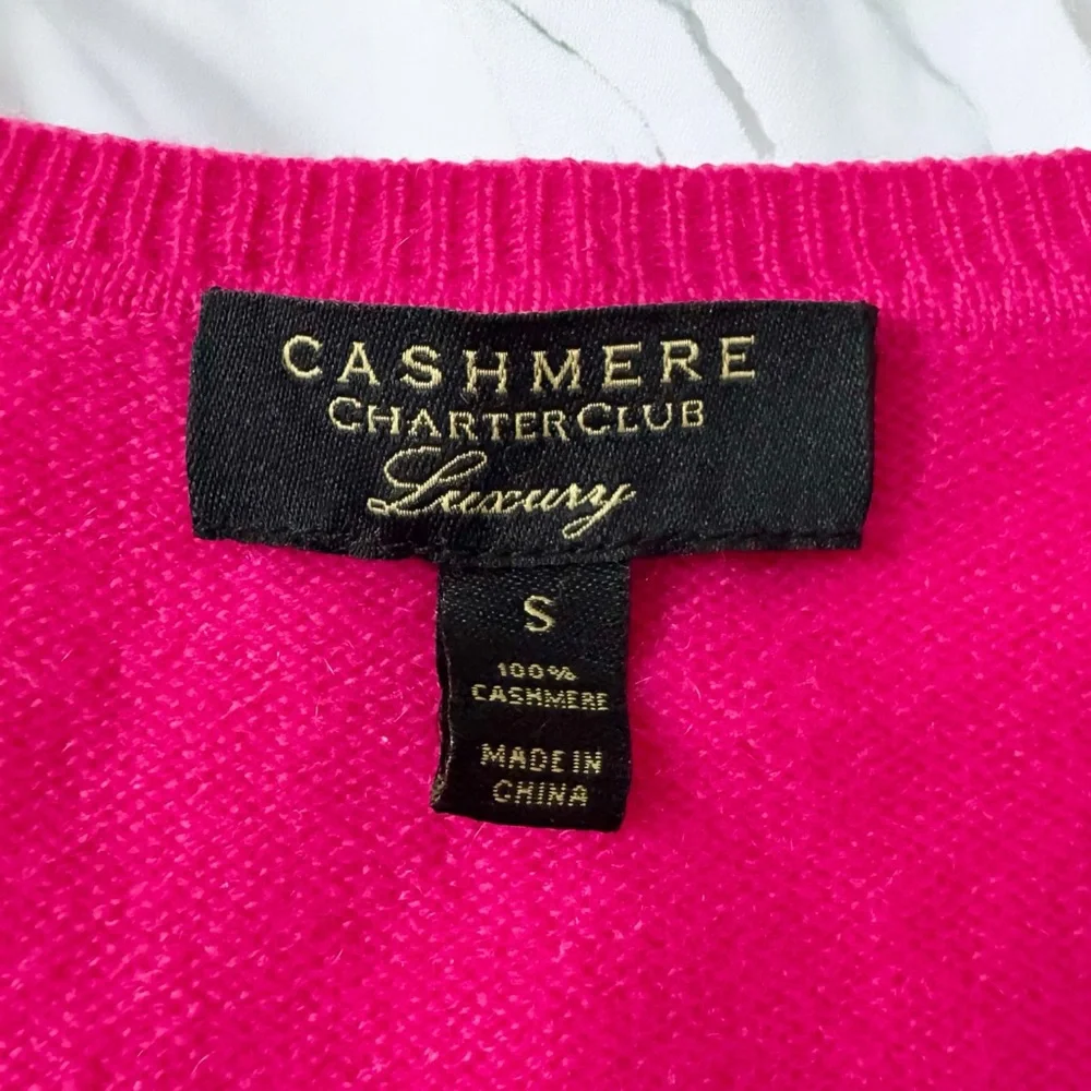 Charter Club 100% Cashmere Sweater Womens Small Pink V-Neck Pullover Soft Luxury - Picture 4 of 9